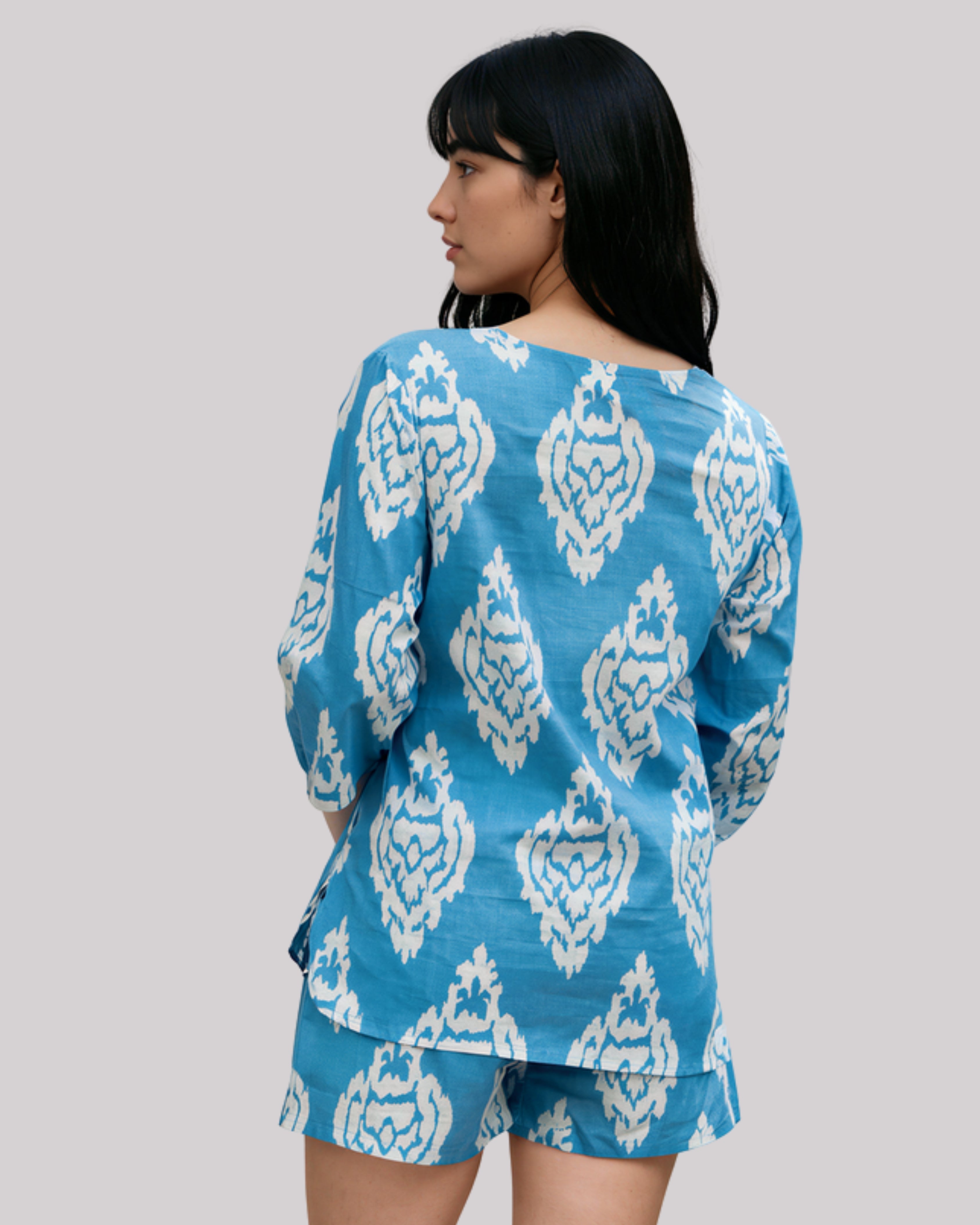 Blue Ikat Matching Set