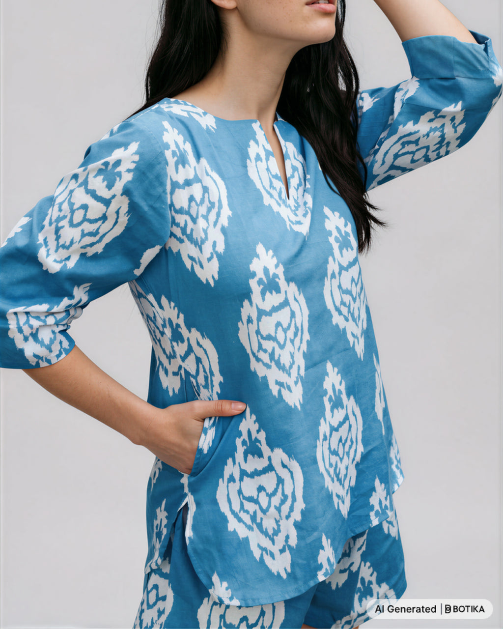 Blue Ikat Matching Set